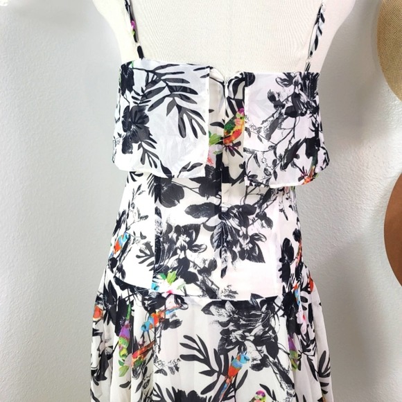 ALI & JAY FLOUNCE FLORAL BIRD PRINT HI-LO MAXI DRESS SPAGHETTI STRAP Size S - Picture 10 of 12